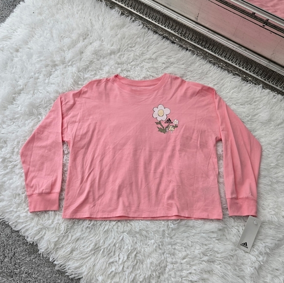 adidas Girls' Graphic Crewneck Long Sleeve Shirt. Size Large. New. - Picture 1 of 9